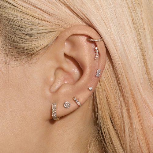 ROSE GOLD PAVE DIAMOND DISC EARRINGS WEAR IT WITH