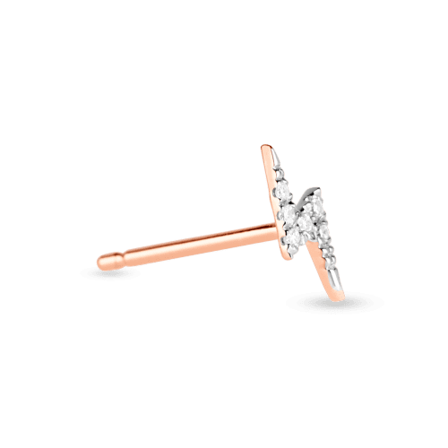 ROSE GOLD PAVE DIAMOND LIGHTNING BOLT STUD SIDE