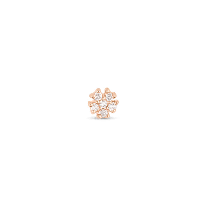 ROSE GOLD TEENY DIAMOND FLOWER STUD FRONT