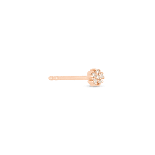 ROSE GOLD TEENY DIAMOND FLOWER STUD SIDE