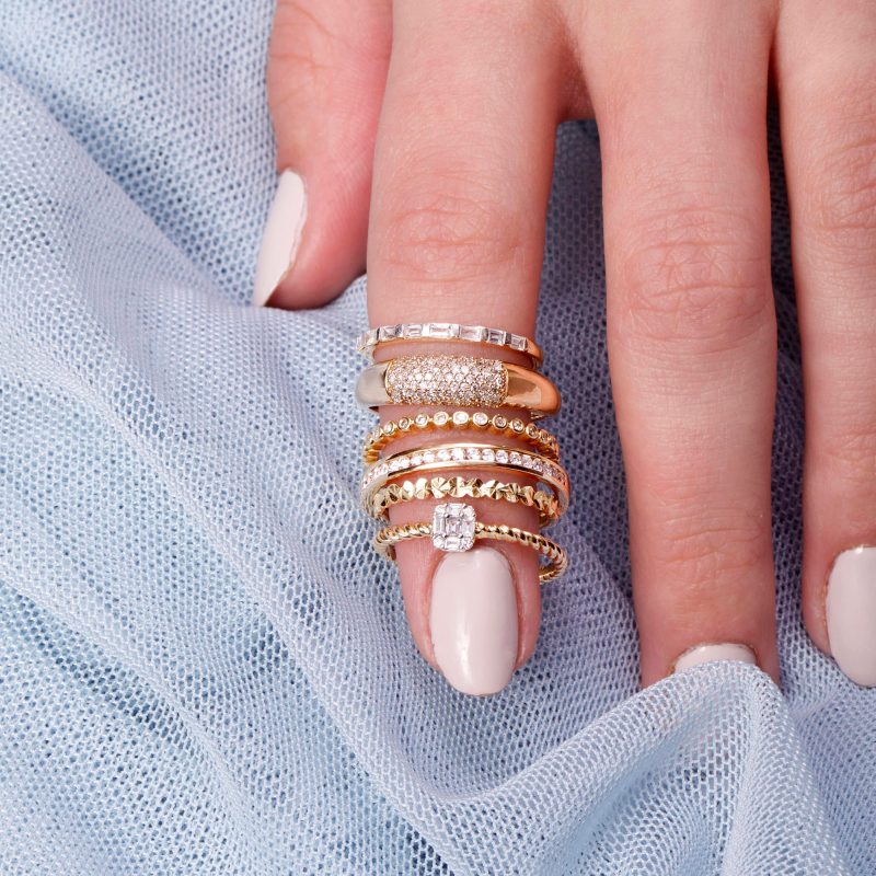 ROSE GOLD WHITE DIAMOND BEZEL ETERNITY BAND EDITORIAL COLLECTION 2