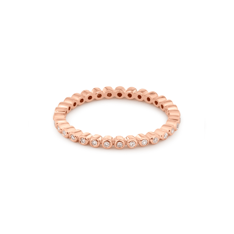 Rose Gold White Diamond Bezel Eternity Band