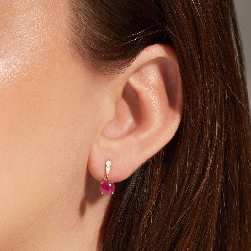 RUBY AND DIAMOND EARRINGS ON BODY