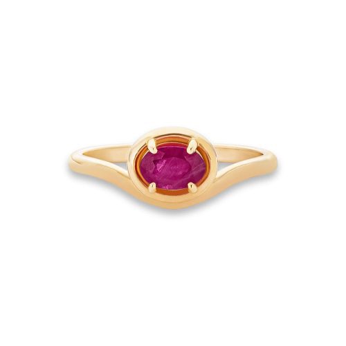 Stone and Strand 10K Yellow Gold Ruby Bonbon Merge Ring Front Image