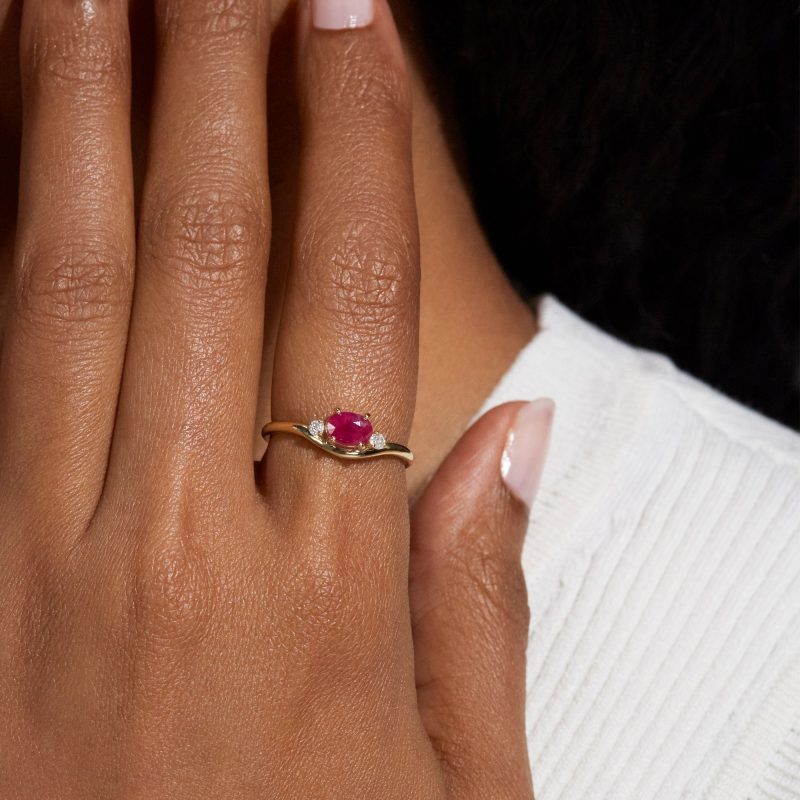 RUBY DIAMOND MERGE RING ON BODY