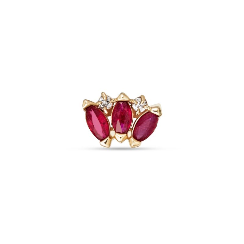 RUBY DIAMOND TIARA STUD FRONT