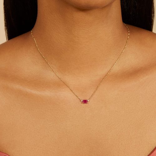 RUBY RED DIAMOND NECKLACE ON BODY