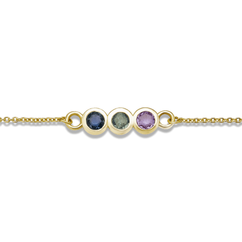 Rose Cut Trio Sapphire Bracelet Close Up