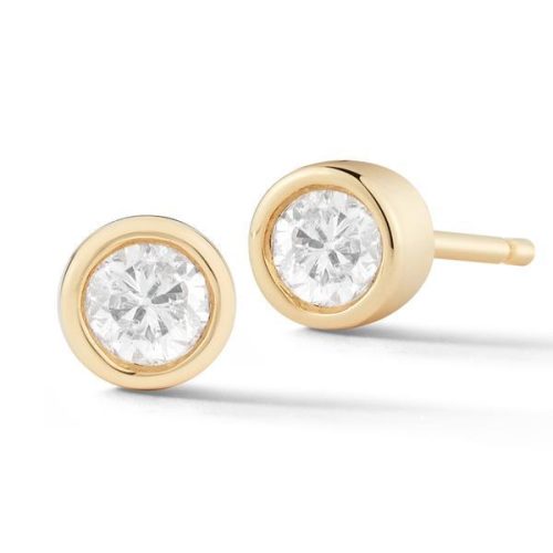 Round Diamond Studs Yellow Gold