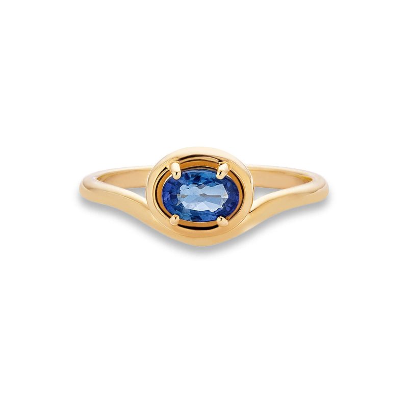 Stone and Strand 10K Yellow Gold Blue Sapphire Bonbon Merge Ring Front Image