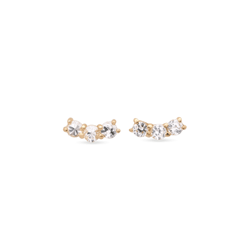 SAPPHIRE SHIMMER CURVE STUDS FRONT