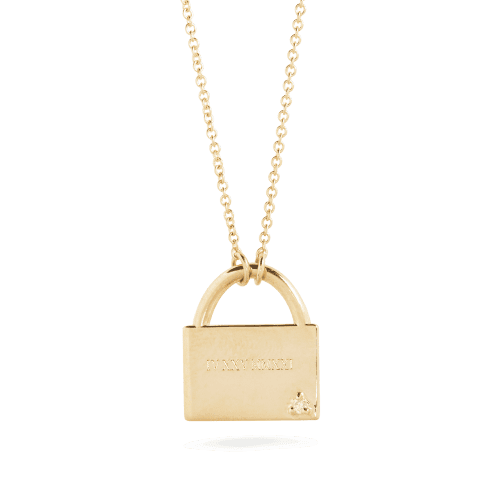 Stone and Strand 10K Yellow Gold Save the Date Necklace Close Up Image