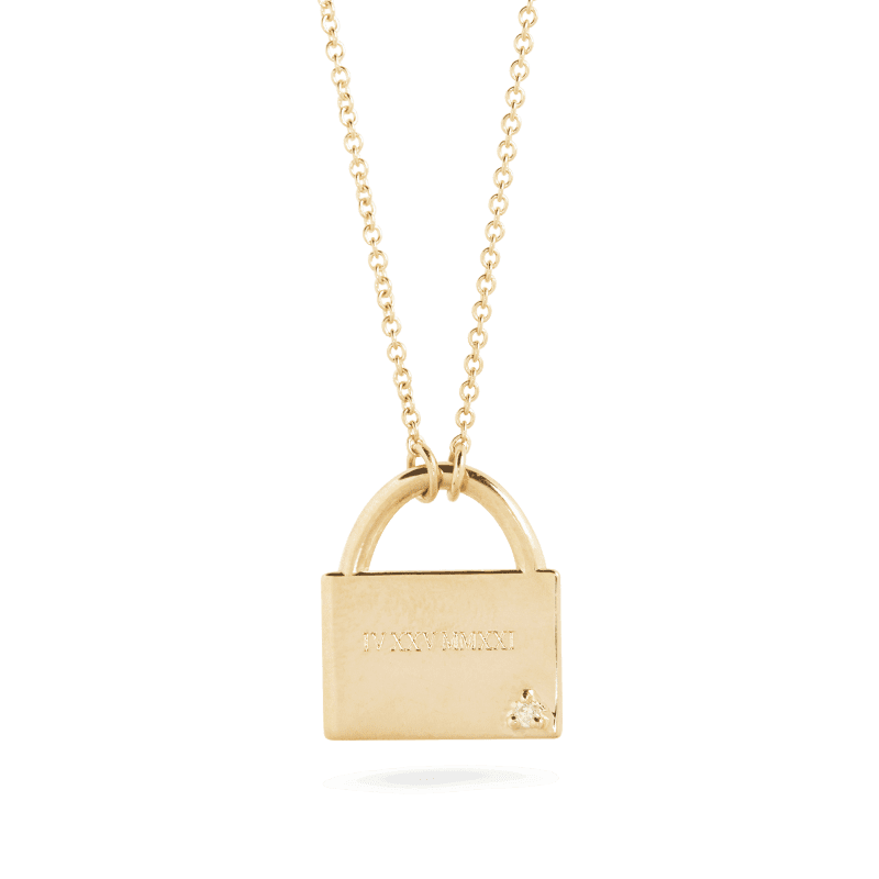 Stone and Strand 10K Yellow Gold Save the Date Necklace Close Up Image