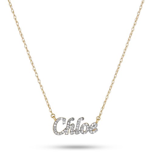 Stone and Strand 14K Yellow Gold Say My Name Diamond Necklace Close Up Image