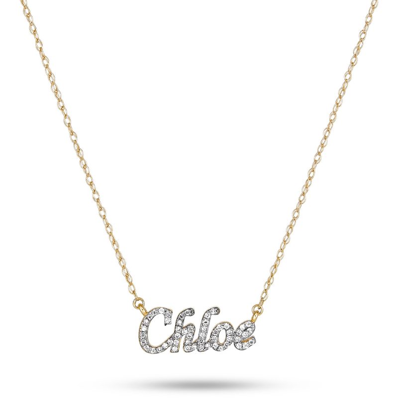 Stone and Strand 14K Yellow Gold Say My Name Diamond Necklace Close Up Image