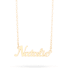 Stone and Strand 14K Yellow Gold Say My Name Script Necklace Close Up Image