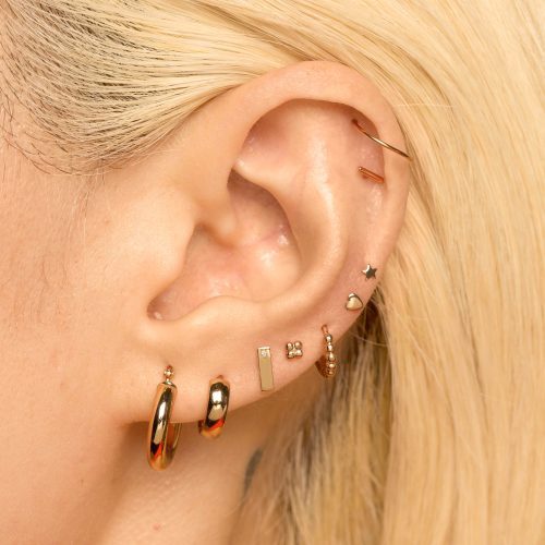 SECOND HOLE TEENY HEART EARRING WEAR IT WITH