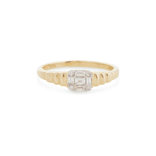 Stone and Strand 10K Yellow Gold Bold Shield of Strength Diamond Pinky Signet Front Image