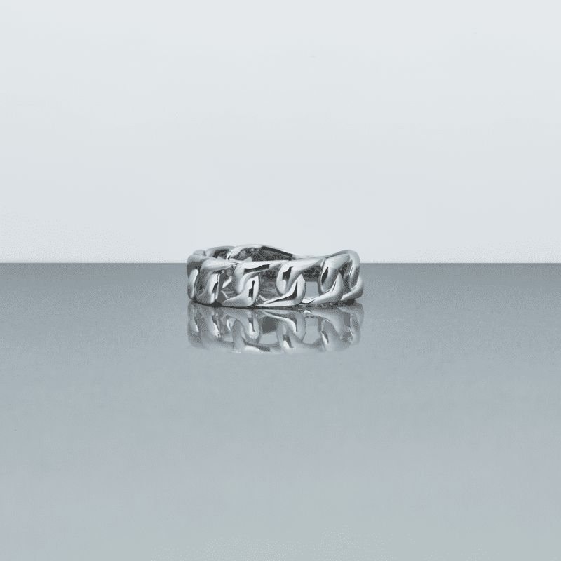 SILVER CHUNKY CHAIN RING EDITORIAL