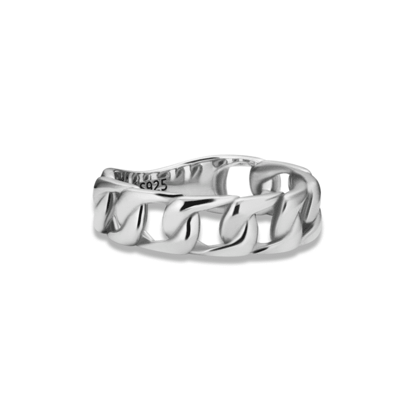 SILVER CHUNKY CHAIN RING SELL SHOT SIDE