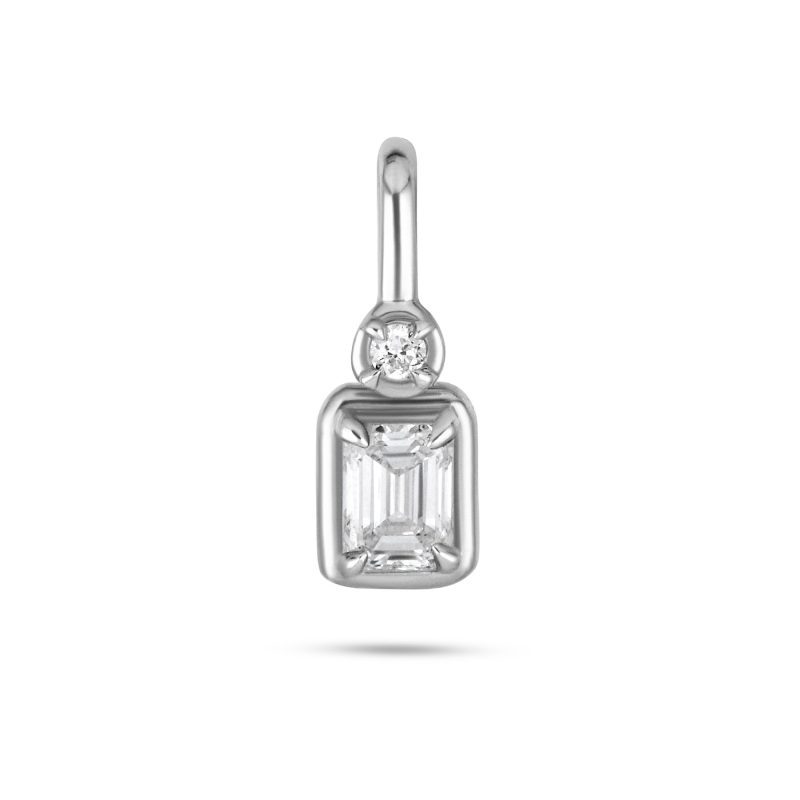 SILVER LAB CREATED EMERALD DIAMOND BON BON CHARM FRONT