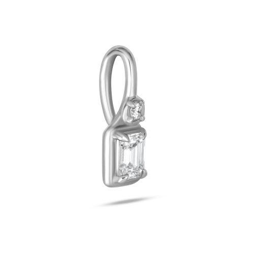 SILVER LAB CREATED EMERALD DIAMOND BON BON CHARM SIDE