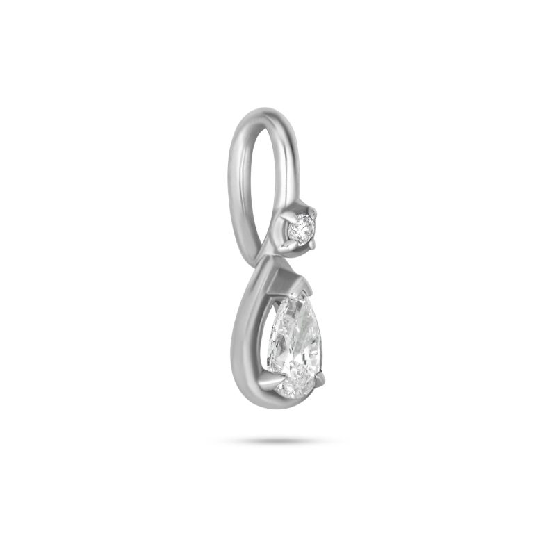 SILVER LAB CREATED PEAR DIAMOND