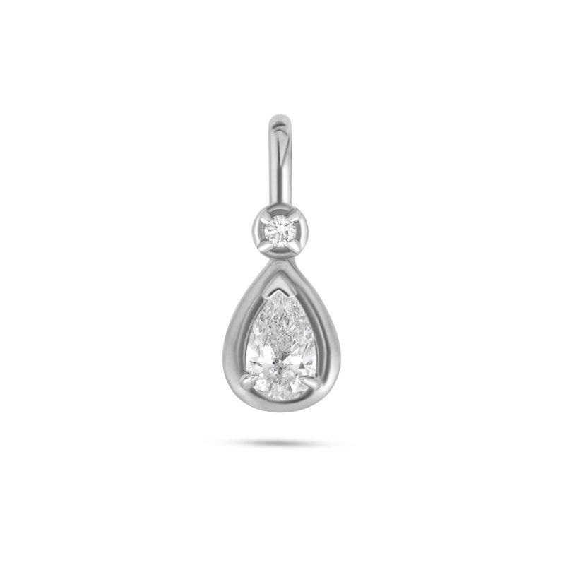 SILVER LAB CREATED PEAR DIAMOND BON BON CHARM FRONT