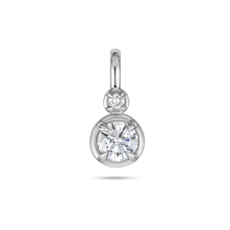 SILVER LAB CREATED ROUND DIAMOND BON BON CHARM FRONT