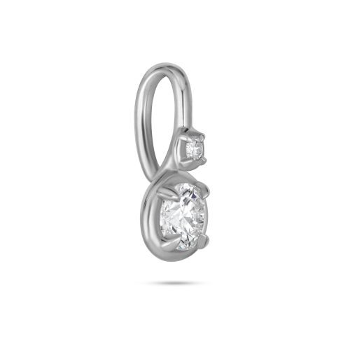 SILVER LAB CREATED ROUND DIAMOND BON BON CHARM SIDE