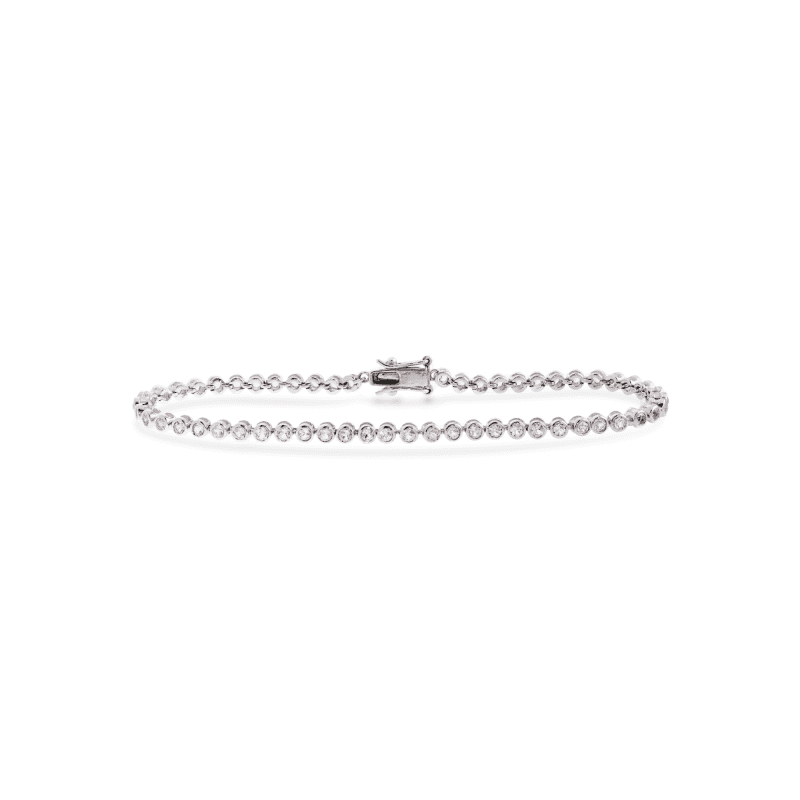 SILVER WHITE TOPAZ TENNIS BRACELET FRONT 1