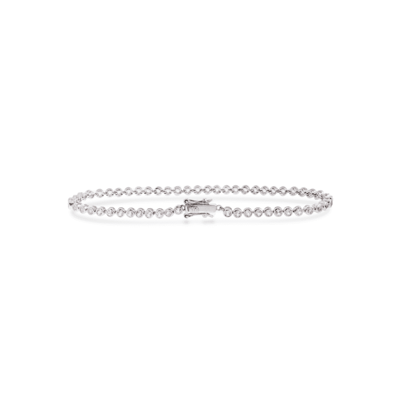 SILVER WHITE TOPAZ TENNIS BRACELET FRONT 2