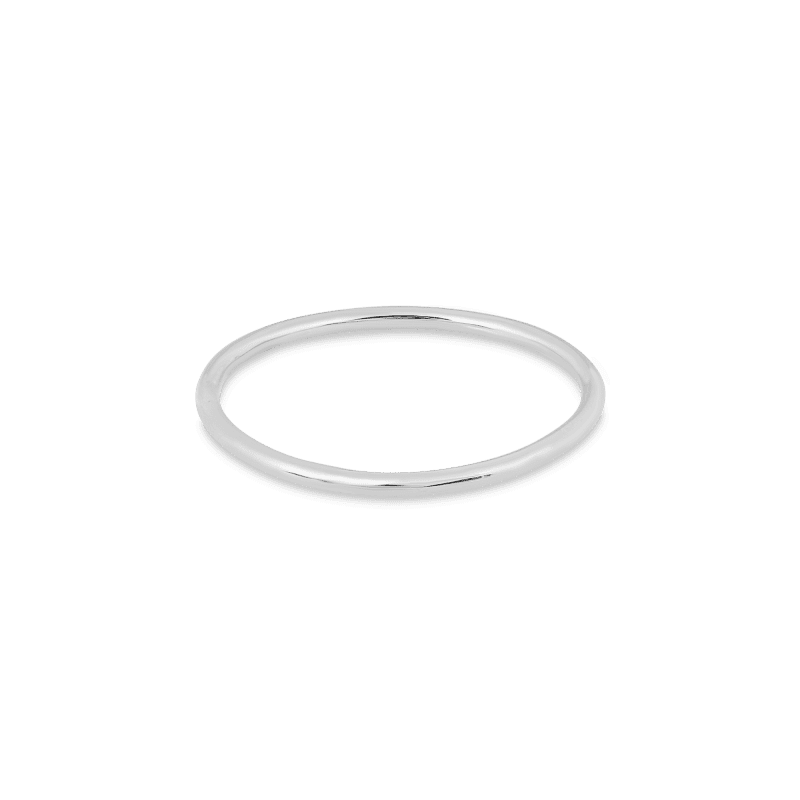 Stone and Strand 14K White Gold Slim Gold Round Band Front Image