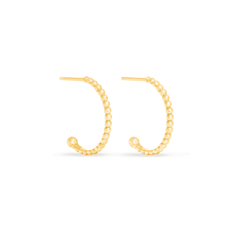 Stone and Strand 10K Yellow Gold Small Beaded Hoop Front Image