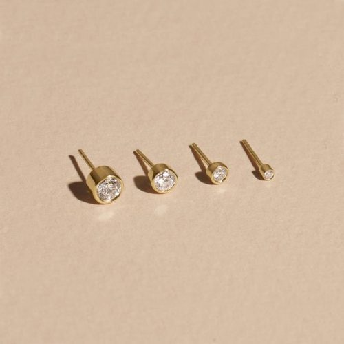 SMALL BEZEL DIAMOND STUD EDITORIAL COLLECTION