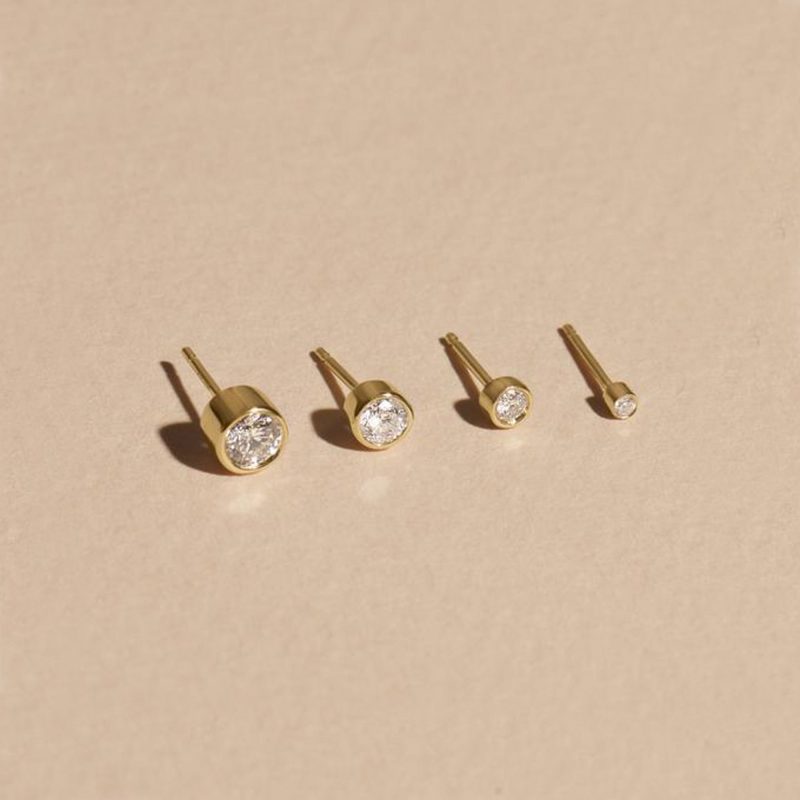 SMALL BEZEL DIAMOND STUD EDITORIAL COLLECTION