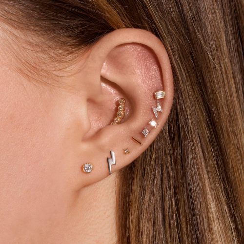 SMALL BEZEL DIAMOND STUD FULL LOOK 2