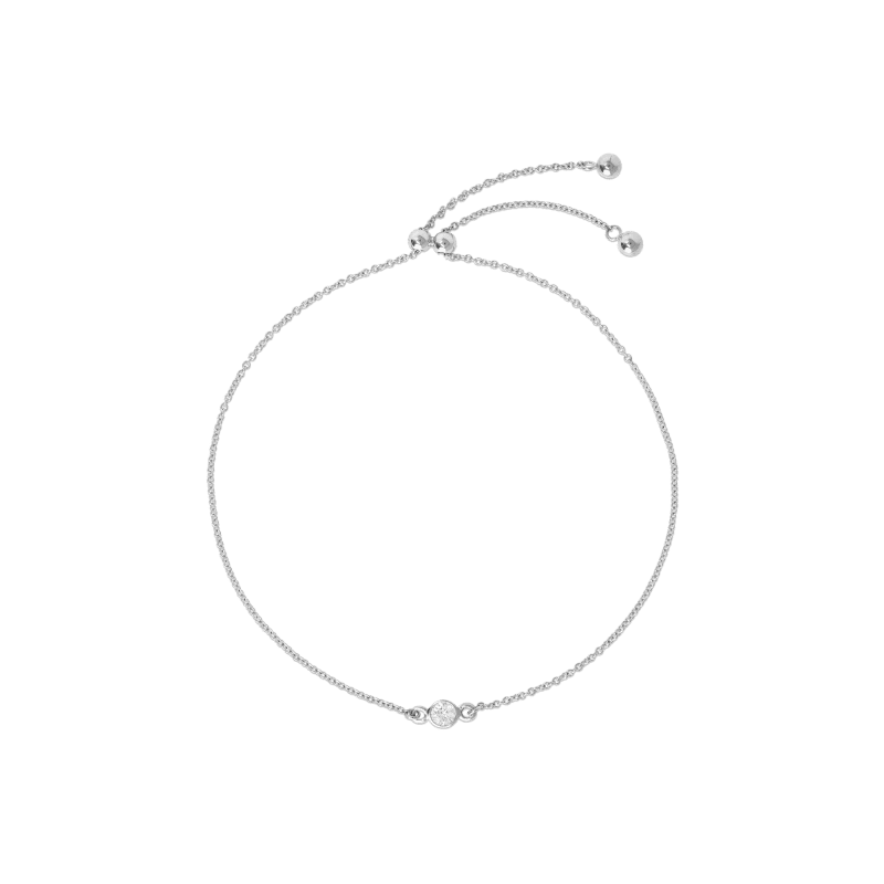 Stone and Strand 14K White Gold Tiny Diamond Slider Bracelet Front Image