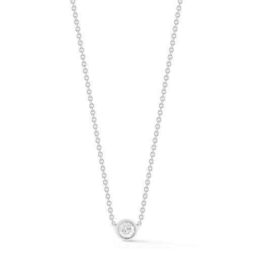 Stone and Strand 10K White Gold Small Round Diamond Necklace Close Up Image