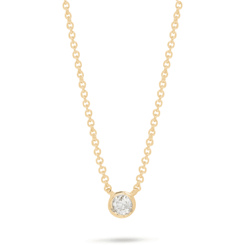 Stone and Strand 10K Yellow Gold Small Round Diamond Necklace Close Up Image