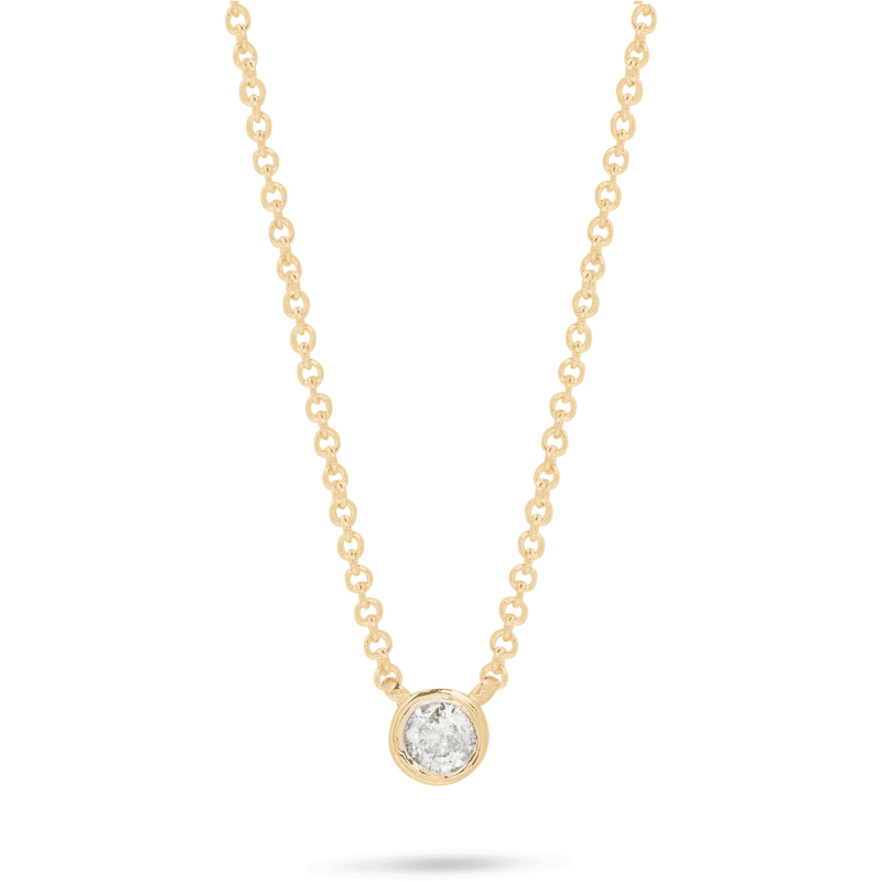 Stone and Strand 10K Yellow Gold Small Round Diamond Necklace Close Up Image