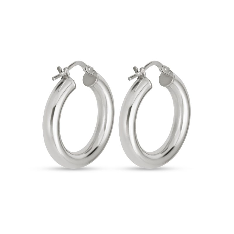 SMALL SILVER HOLLOW HOOPS REAR