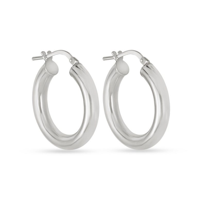 SMALL SILVER HOLLOW HOOPS SIDE