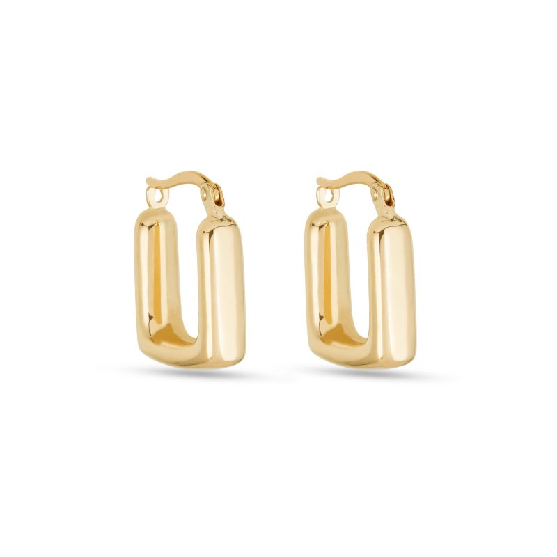 Stone and Strand 14K Yellow Gold Squared Off Hoops Side Image