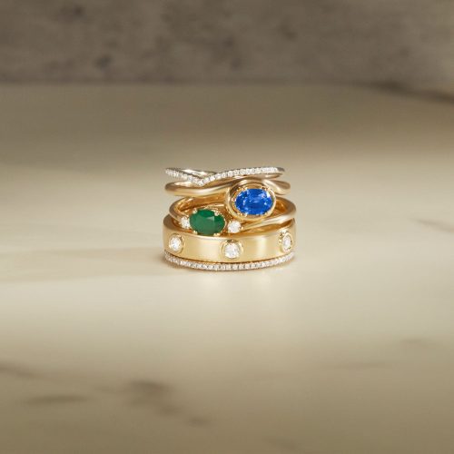 STONE AND STRAND DIAMOND GEMSTONE RING STACK