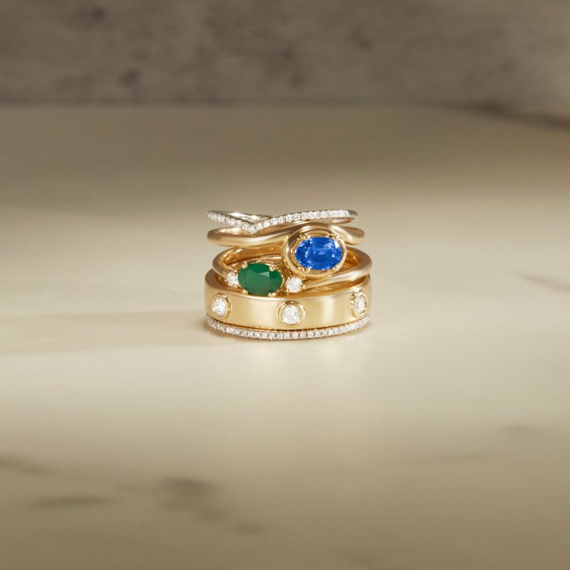 STONE AND STRAND DIAMOND GEMSTONE RING STACK