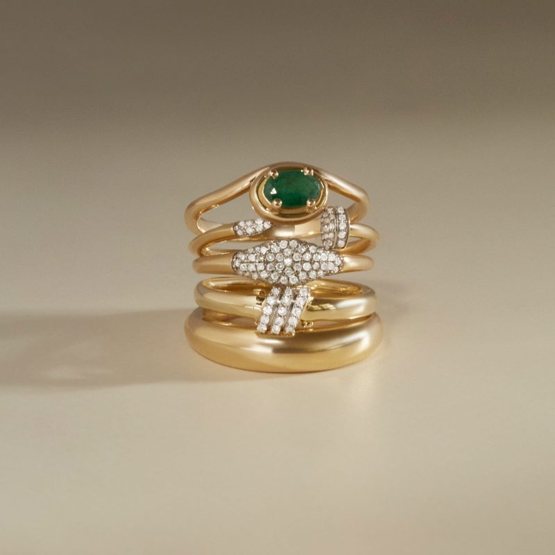 STONE AND STRAND GEMSTONE DIAMOND RING STACK