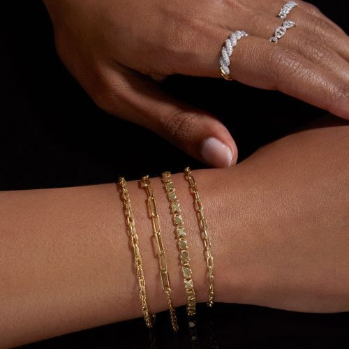 STONE AND STRAND SOLID GOLD BRACELETS