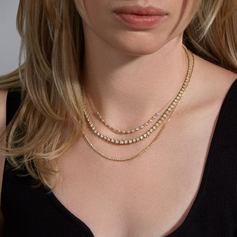 STONE AND STRAND SOLID GOLD DIAMOND NECKLACES