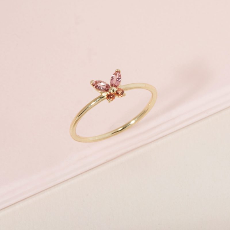 STRAWBERRY SUNSET BUTTERFLY RING EDITORIAL